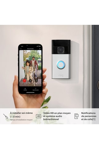 Sonnette vidéo sans fil avec carillon - Blanc