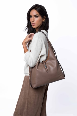Leren Trendy Handtas Colbee - Taupe