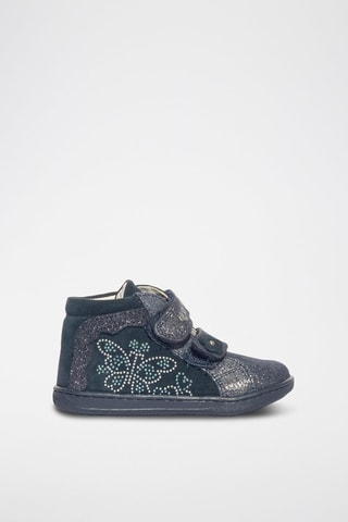 Botins de couro Baby Glitter - Azul-marinho