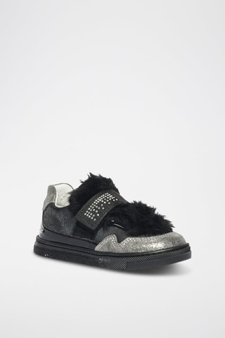 Sapatilhas de couro Baby Glitter - Preto