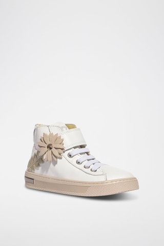 Sapatilhas subidas de couro Stylish - Branco