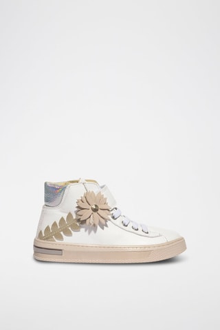 Sapatilhas subidas de couro Stylish - Branco