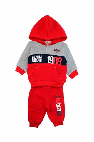 Sweater met Capuchon en Joggingbroek - Grijs en rood