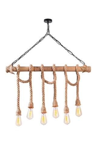 Candeeiro suspenso Erebos - Preto e natural - 6 x 100 W