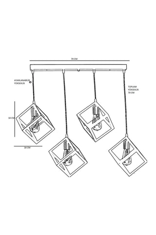 Candeeiro suspenso Preto e cinzento