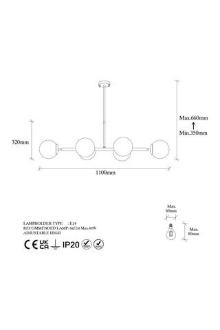 Suspension Fazli - Doré - 6 x 40 W
