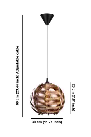 Candeeiro suspenso em madeira Sphere Bamboo - Natural e preto - 40 W