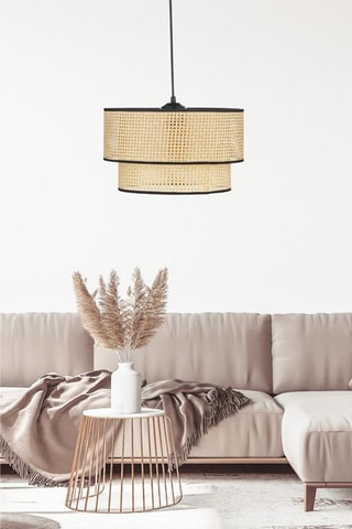 Candeeiro suspenso de rotim - Natural e preto - 40 W