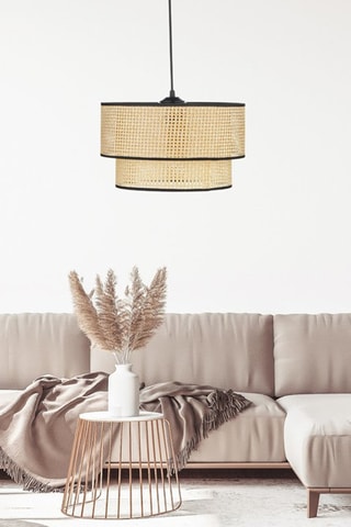 Candeeiro suspenso de rotim - Natural e preto - 40 W