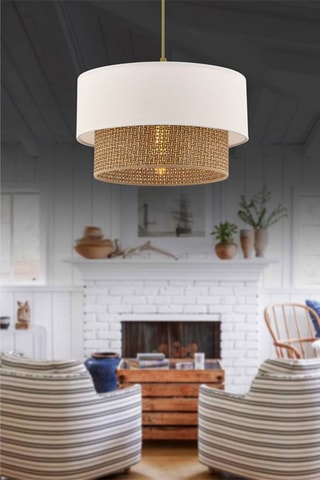 Candeeiro suspenso - Bege e branco - 45 -60 W