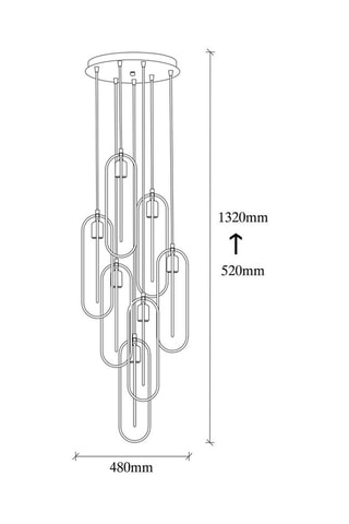Candeeiro suspenso Cerco - Preto e dourado - 7 x 40 W