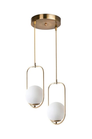 Candeeiro suspenso Ahu - Dourado e branco - 2 x 60 W