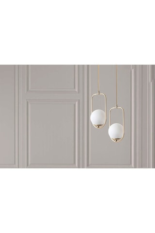 Candeeiro suspenso Ahu - Dourado e branco - 2 x 60 W