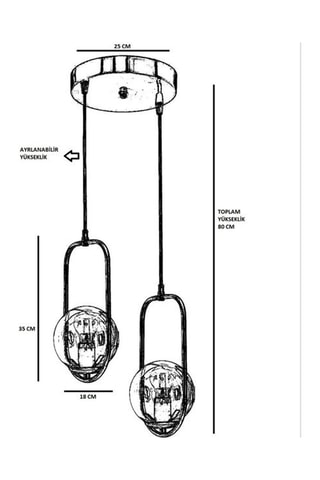 Candeeiro suspenso Ahu - Dourado e branco - 2 x 60 W