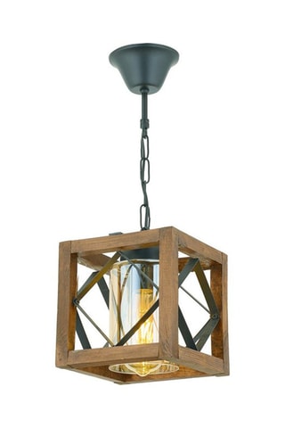 Candeeiro suspenso Zikzak - Natural e preto - 60 W