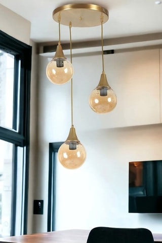 Candeeiro suspenso - Dourado - 3 x 60 W