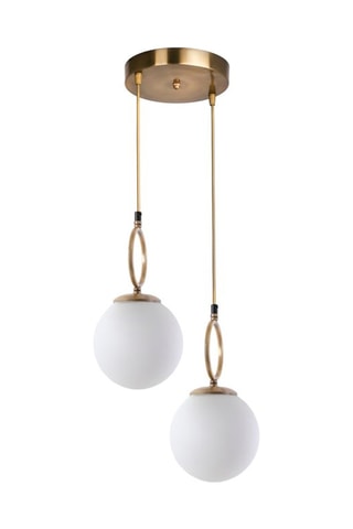 Candeeiro suspenso Morino - Branco e dourado - 2 x 60 W