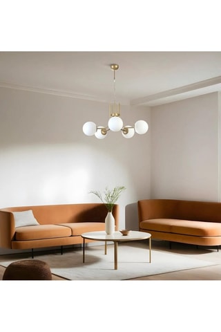 Candeeiro suspenso - Dourado e branco - 5 x 40 W