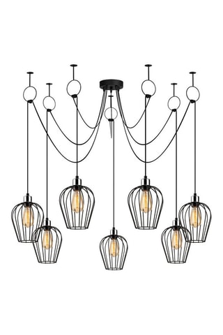 Candeeiro suspenso Tel - Preto - 7 x 100 W