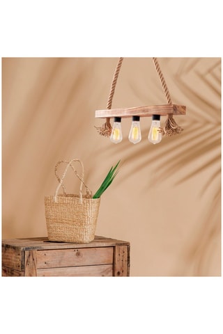 Candeeiro suspenso em madeira Erebos - Natural - 3 x 40 W