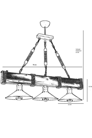 Candeeiro suspenso em madeira de carpa - Natural - 3 x 60 W