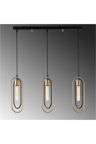 Candeeiro suspenso Cerco - Preto e dourado - 3 x 60 W