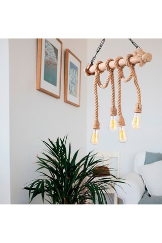 Candeeiro suspenso Erebos - Natural - 4 x 100 W - De madeira