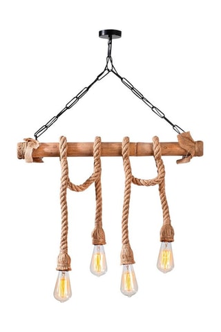 Candeeiro suspenso Erebos - Natural - 4 x 100 W - De madeira