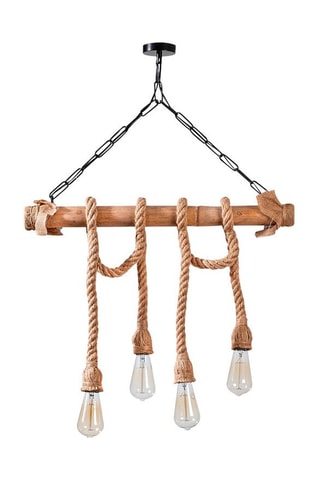 Candeeiro suspenso Erebos - Natural - 4 x 100 W - De madeira