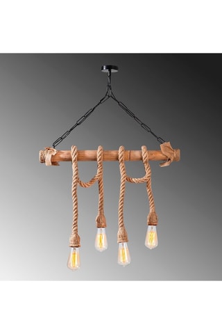 Candeeiro suspenso Erebos - Natural - 4 x 100 W - De madeira
