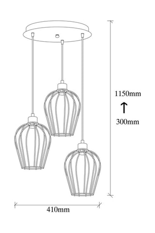 Candeeiro suspenso Tel - Preto - 3 x 100 W