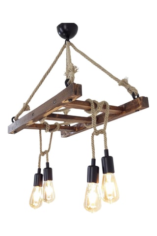 Candeeiro suspenso Borulu - Natural - Em pinho - 4 x 60 W