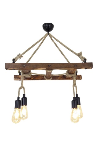 Candeeiro suspenso Borulu - Natural - Em pinho - 4 x 60 W