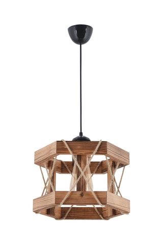 Candeeiro suspenso em madeira - Natural e preto - 45 - 60 W