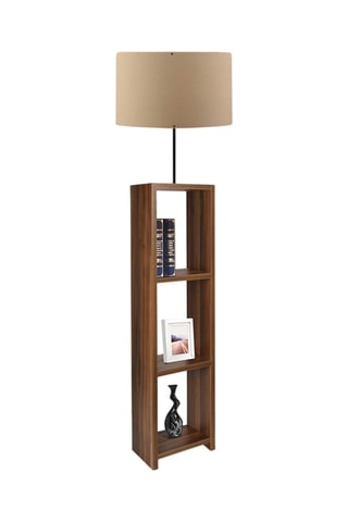 Candeeiro de pé com prateleira Ayd - Natural e castanho - 60 W - 150 cm