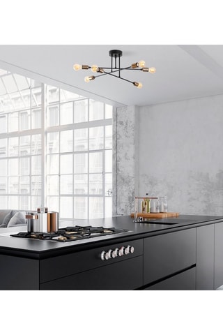 Candeeiro suspenso Flor Preto e dourado