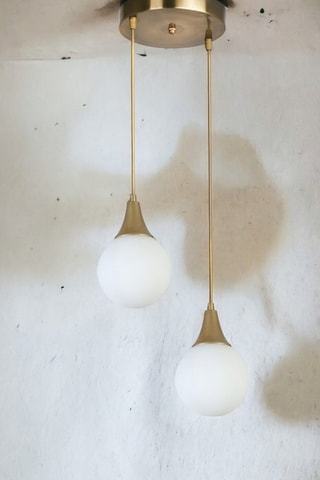 Candeeiro suspenso Afra 2 - Dourado e branco - 2 x 60 W