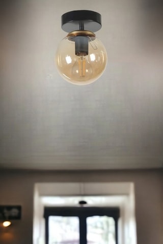 Candeeiro de teto - Preto e transparente - 60 W