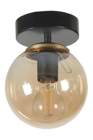 Candeeiro de teto - Preto e transparente - 60 W