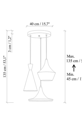 3 Hanglampen Tom - Oranje - 40 W