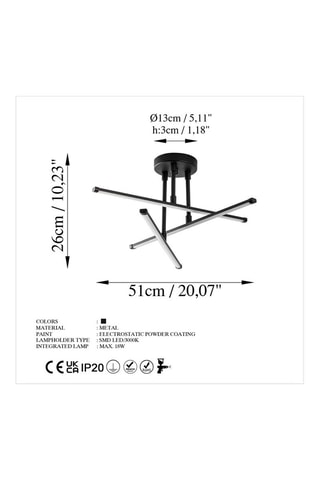 Candeeiro de teto LED Ledflower - Preto - 18 W