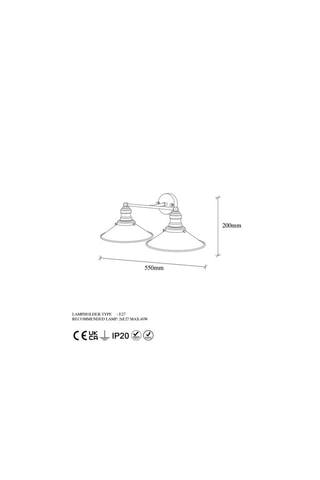 Wandlamp Conical - Goudkleurig - 2 x 40 W