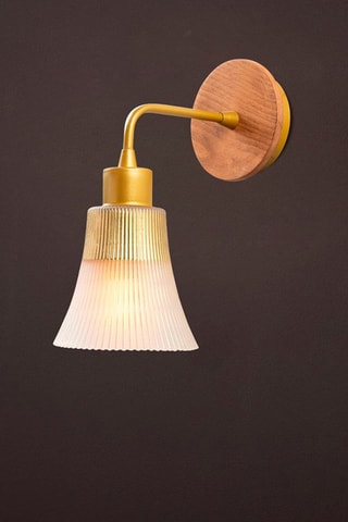 Houten Wandlamp - Goudkleurig en Naturel