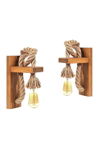 2 Houten Wandlampenp - Naturel
