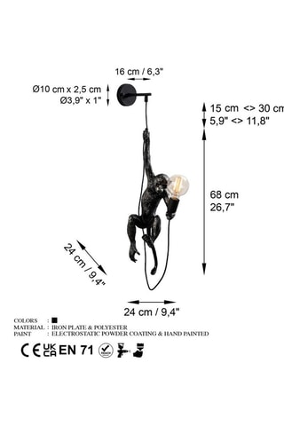 Wandlamp Singe 2 - Zwart