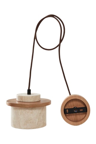 Candeeiro suspenso em madeira e travertino - Bege - 40 W