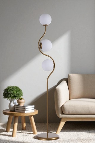 Candeeiro de pé - Dourado e branco - 3 x 40 W