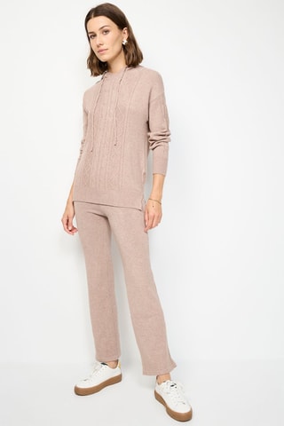  Trui  Wijde Broek Hoge Taille - Gemêleerd Beige