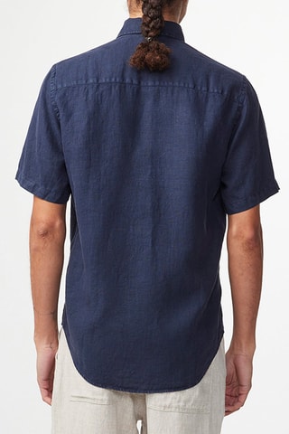 Linnen Overhemd Regular Arne - Marineblauw