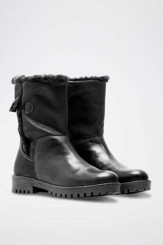 Gevoerde Leren Enkellaarzen Zwart